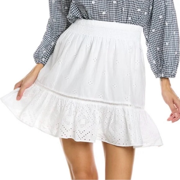 Madewell Dresses & Skirts - Madewell White Embroidery Eyelet Mini Skirt Women Size S Elastic Waist Cotton